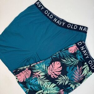Old Navy Boys Pajama Shorts Set 2PK Teal Tropical Leaf Print Size L 10-12